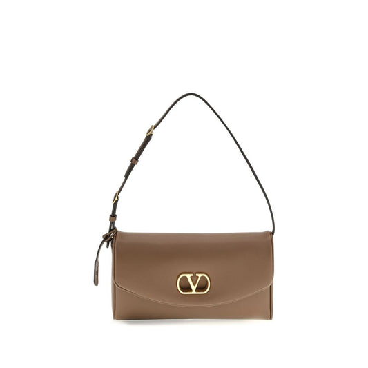 Valentino Garavani Brown Calf Leather Bos Taurus Shoulder Bag