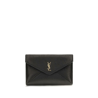 Saint Laurent Black Lamb Ovis Aries Aries Clutch Bag