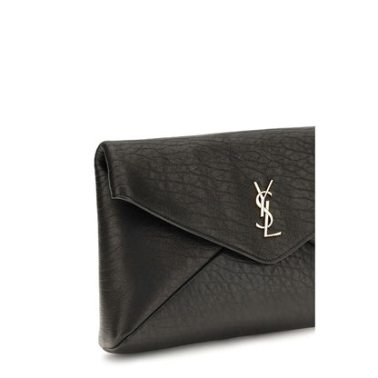 Saint Laurent Black Lamb Ovis Aries Aries Clutch Bag