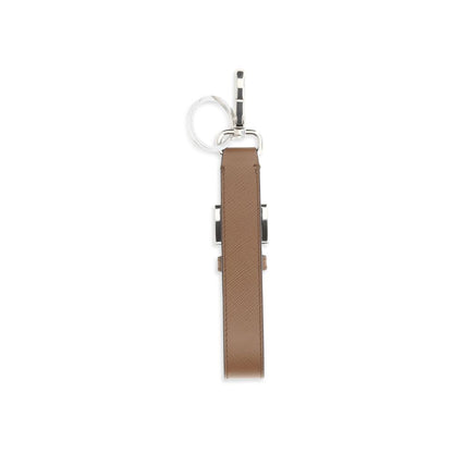 Prada Brown Calf Leather Bos Taurus Keychain
