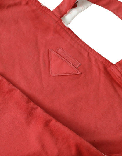 Prada Red Jersey Fabric Logo Shoulder Shopping Tote Bag