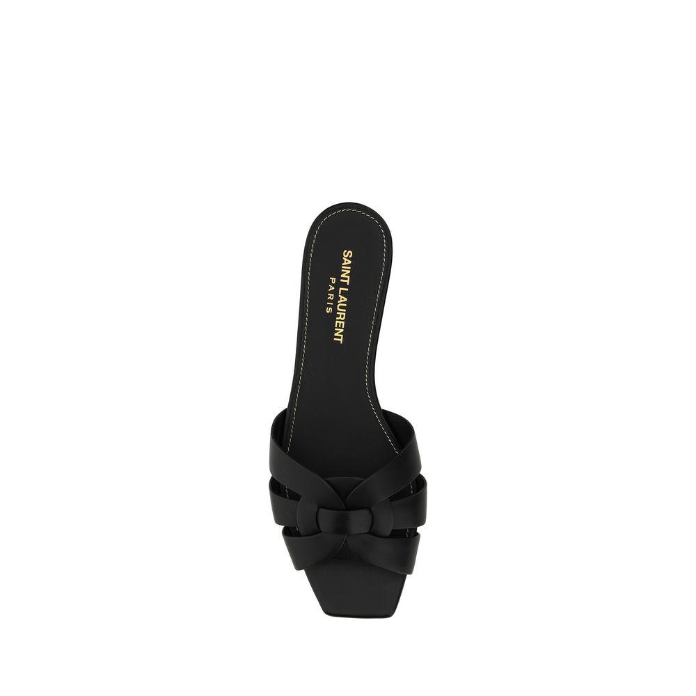 Saint Laurent Black Calf Leather Bos Taurus Strap-On Sandals