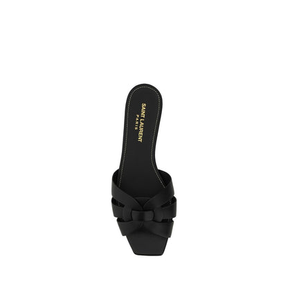Saint Laurent Black Calf Leather Bos Taurus Strap-On Sandals